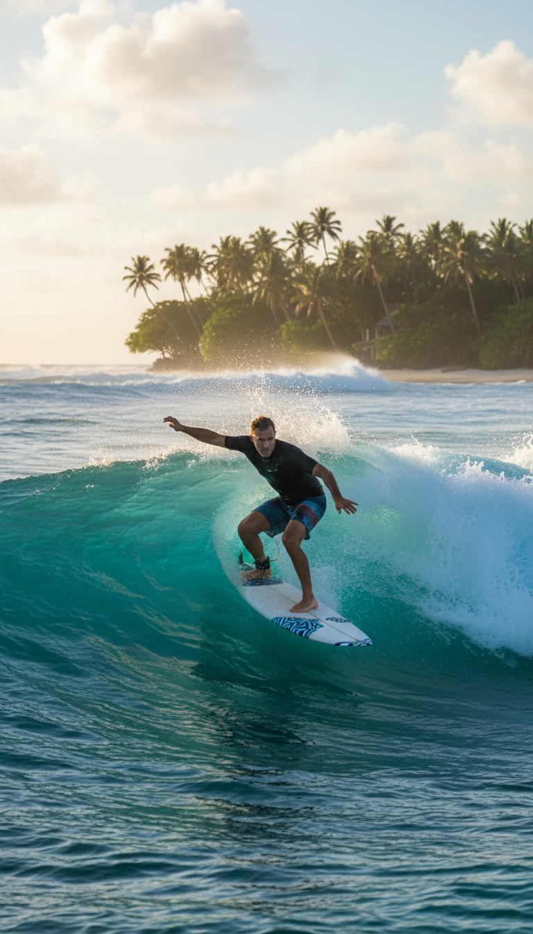 Surfer demonstrating dynamic stability on a wave